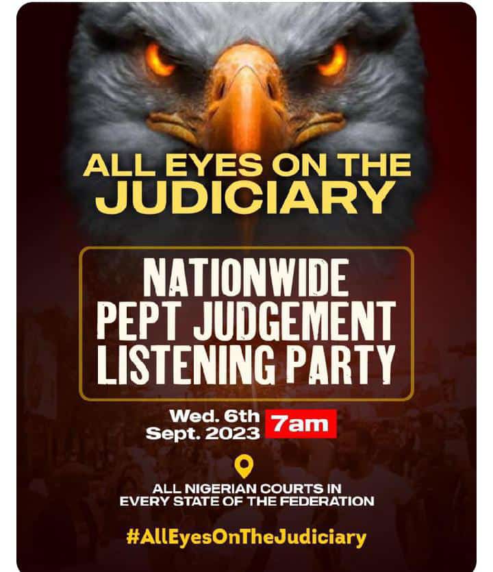 Now there is live show on judiciary and Nigeria. #judgementday
@CrownprinceCom2 @PO_GrassRootM 
@PeterObi @ObiSupport 
@atiku @PDPVanguard
@IPrinceSaviour @OfficialPDPNig