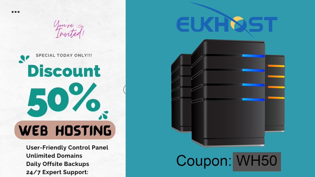 updatedreviews's tweet image. Introducing #eUKHost&apos;s exclusive offer: Get 50% off all #WebsiteHosting Plans with code WH50: bit.ly/45F632K

#WebHosting with #cPanel. Powered by the #Cloud.
Free #SSL, #cPanel, #SSD, Unlimited Bandwidth, Unlimited websites, daily backups &amp;amp; more: bit.ly/3Pqoti2