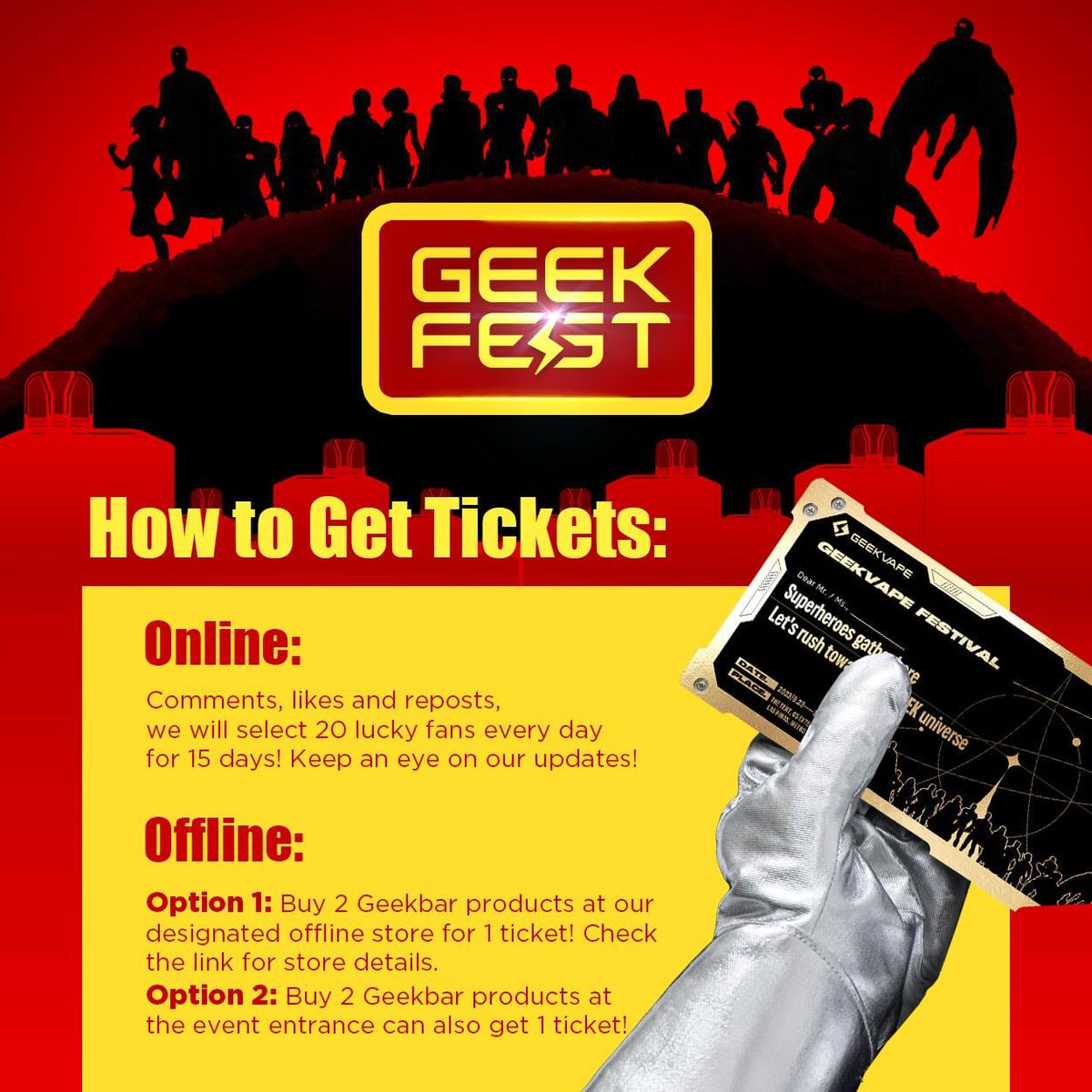 GeekvapeTech's tweet photo. The much-anticipated GEEK FEST is just around the corner!
Date: 23rd-24th, September, 2023
Venue: [The Tent/ C5 Extension Road 6490, Las Pinas, Metro Manila,Las Piñas, Philippines]
Welcome to join us and have a good time together! See you!
#geekvp #geekvpph #Geekparty #GEEKFEST https://t.co/wcCedwOyPE
