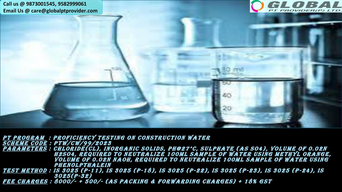 pt_limited's tweet photo. #proficiencytesting #ptprogram #constructionwater #parameters #chloride #inorganicsolids #sulphate #registrationisopen #hurryup https://t.co/cKEOfszc6n