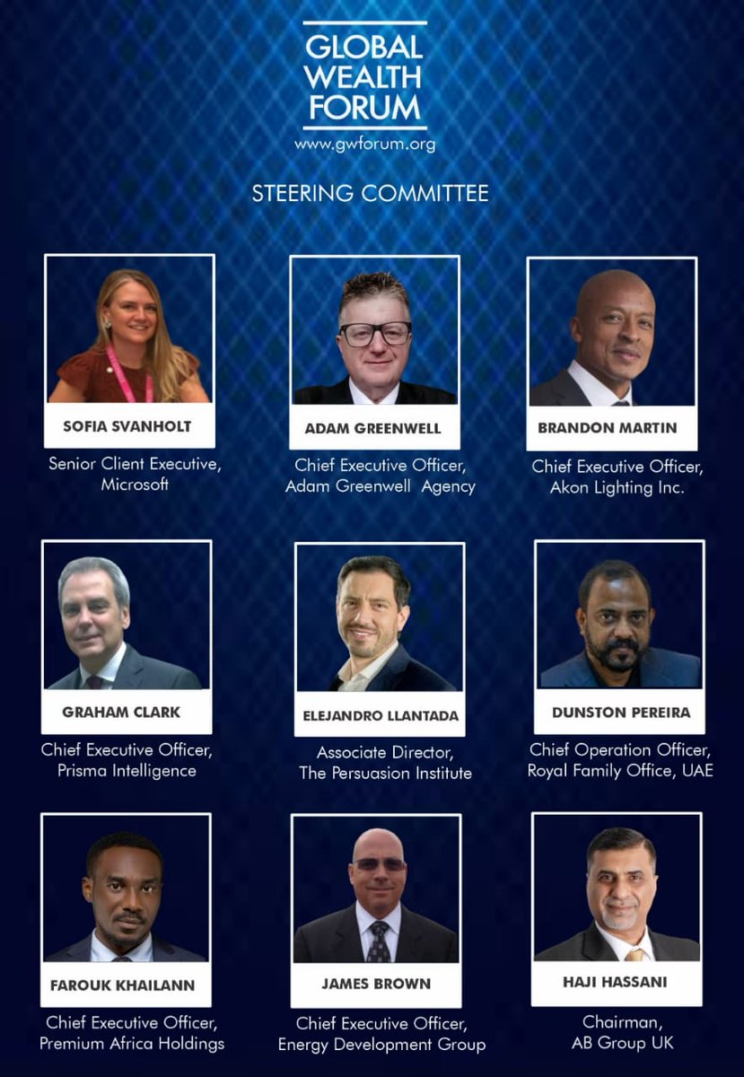GWealthForum's tweet photo. We commend and celebrate those remarkable personalities who have chosen to dedicate their time and expertise to the cause by joining the esteemed Steering Committee of the Global Wealth Forum. https://t.co/YLRYrj130N