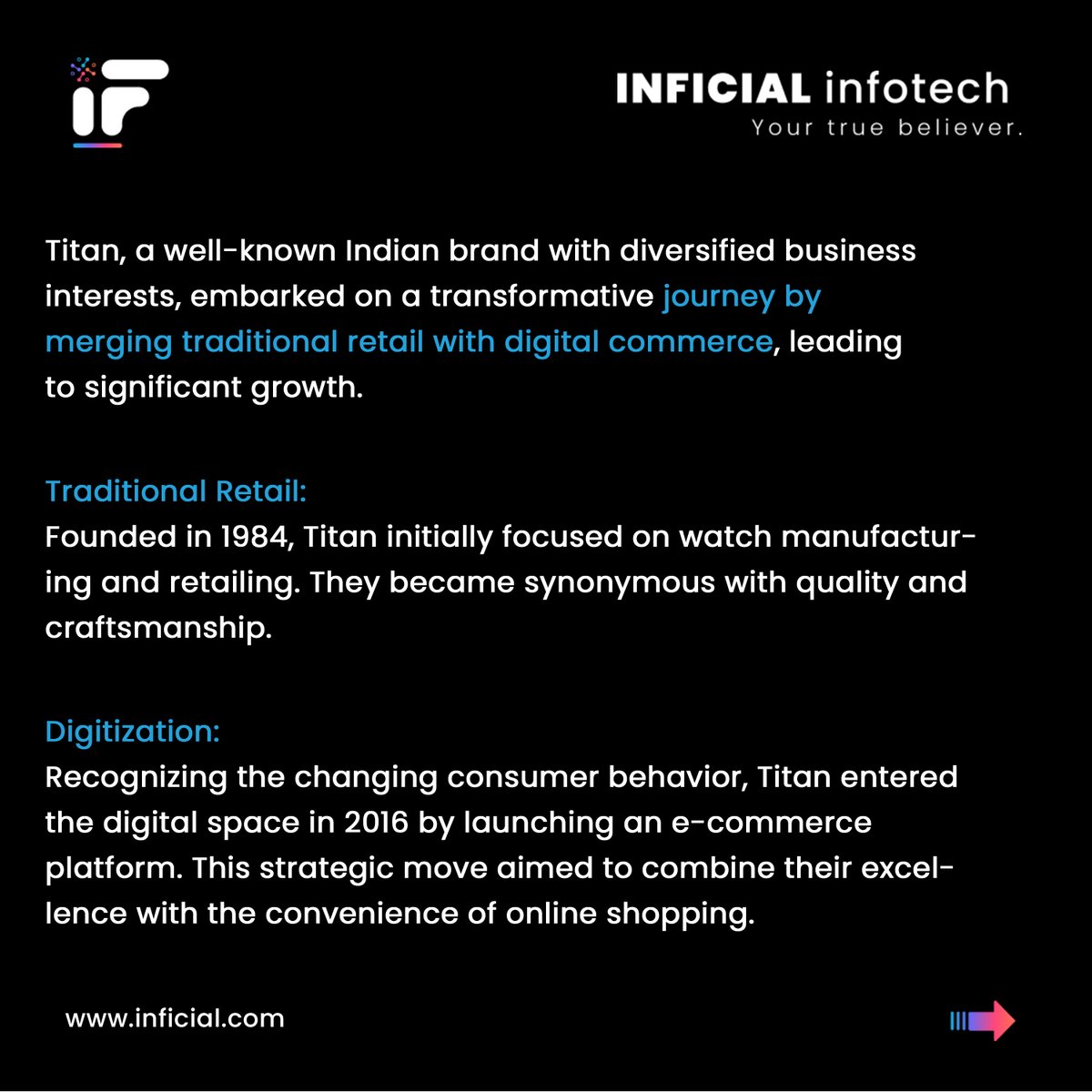 inficial's tweet photo. Titan's Ecommerce Success: Combining Legacy with Digitalization!
.
.
.
.
.
.
#titan #titansuccessstory #ecommerce #shoppingonline #webdevelopment #digitalmarketing #technology #software #webdesign #seo #softwaredevelopment #website #india #company #startup #development https://t.co/lqpKqfm9no