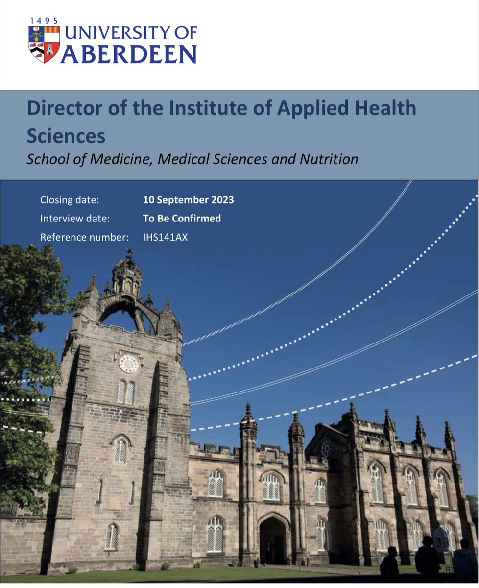 Still time to apply for the post of Director of our Institute of Applied Health Sciences. The Institute includes great research groups incl @hsru_aberdeen @HERU_Abdn @UoAEpi @ACWHR @AbdnCHDS & more. Superb leadership opportunity! See abdnjobs.co.uk/vacancy/direct…