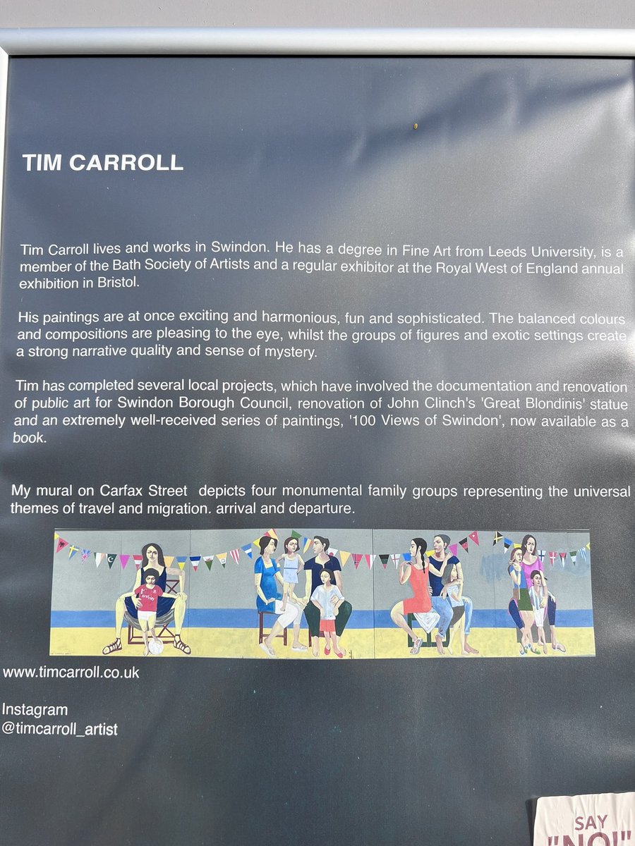 Beautiful sunny walk to #Swindon station. My morning made even better by the community art corridor filtered by the suns rays. Highlights how important it is to recognise our talented residents &amp; how they can add to our public spaces, especially like Tim Carroll’s work ♥️