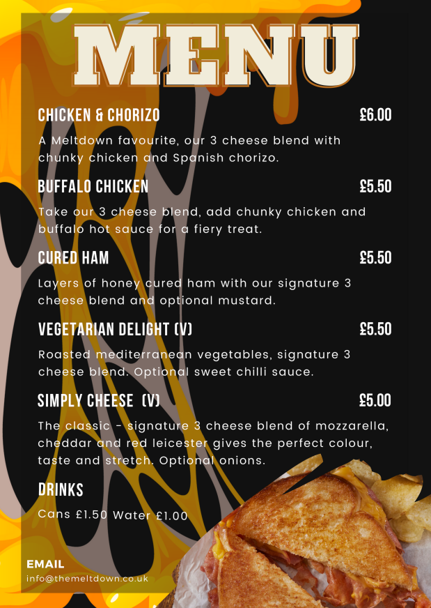 TheCoreUK's tweet photo. Come and grab your #BytetoEat today @TheCoreUK from 12pm when The Meltdown will be serving their delicious grilled cheese sandwiches ๐ฅช๐ฅณ๐ https://t.co/X5qZWphnQt