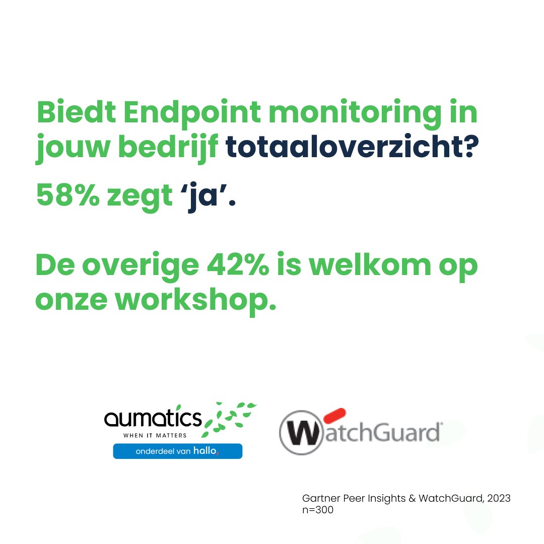 Ben je niet voor 100% 𝘪𝘯 𝘤𝘰𝘯𝘵𝘳𝘰𝘭 als IT Security professional? Leer op de workshop Unified Security hoe je de touwtjes weer in handen krijgt: 🎓👉zurl.co/xnED  #workshop #welkom #kosteloos #Watchguard #Aumatics #hallo