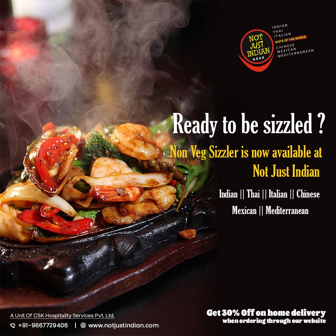 NotJustIndian1's tweet photo. Sizzle your senses with our mouthwatering non-veg delight!

Visit - https://t.co/H2RMoalJIS

#notjustindian #notjustindianrestaurant #indirapuram #indirapuramrestaurant #SizzlingDelights #NonVegSensation #FoodieFrenzy #Sizzlers #TasteTheHeat #FlavorExplosion #IndulgeInSizzler https://t.co/vPGmbymWUL