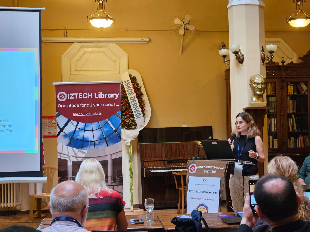 Suna Kirac Library (@sunakiraclib) on Twitter photo Tuba Akbaytürk ve Ertuğrul Çimen "Achieving SDGs in University Libraries" başlıklı sunumuyla sahnede. #IATULSeminar2023
Tuba Akbayturk and Ertugrul Cimen are on stage with their presentation titled "Achieving SDGs in University Libraries. #IATULSeminar2023
<a href="/iytelibrary/">İYTE Kütüphane / IZTECH Library</a> Tuba Akbaytürk ve Ertuğrul Çimen "Achieving SDGs in University Libraries" başlıklı sunumuyla sahnede. #IATULSeminar2023
Tuba Akbayturk and Ertugrul Cimen are on stage with their presentation titled "Achieving SDGs in University Libraries. #IATULSeminar2023
<a href="/iytelibrary/">İYTE Kütüphane / IZTECH Library</a>