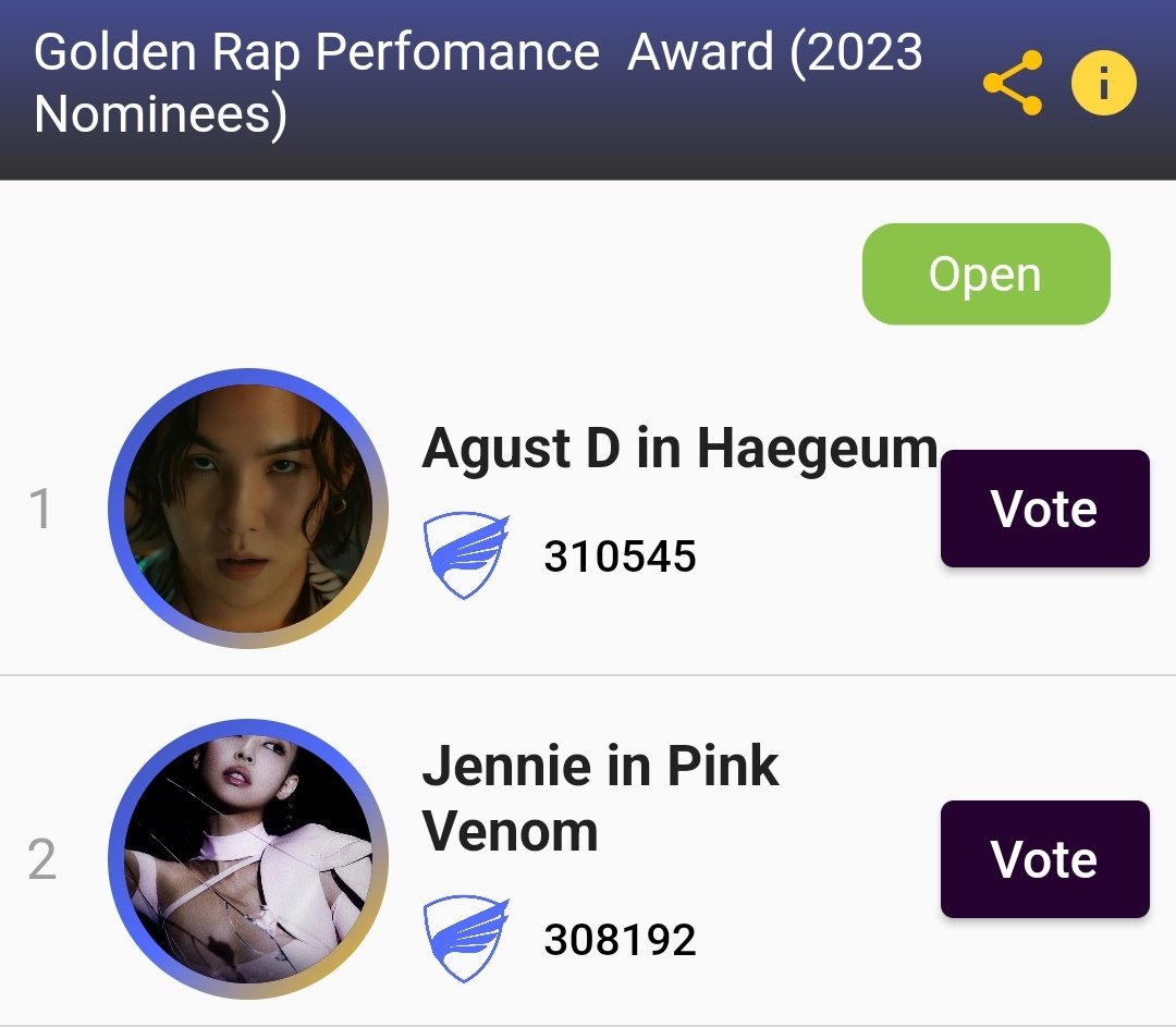 Competition motivates ARMY the most, right? so let's make sure HAEGEUM is first! Let's win this and make up for music shows!

I vote #AgustD in #Haegeum for #RapPerformanceAward at #PopGoldenAwards
