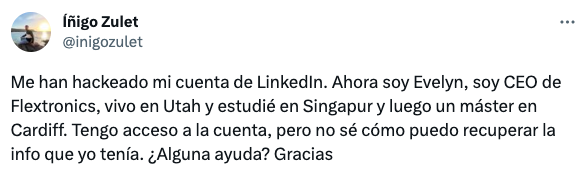 EnemigoAnonimo_'s tweet photo. OJO: En los últimos días está habiendo bastantes hackeos de cuentas de Linkedin https://t.co/kEubZOD4ek