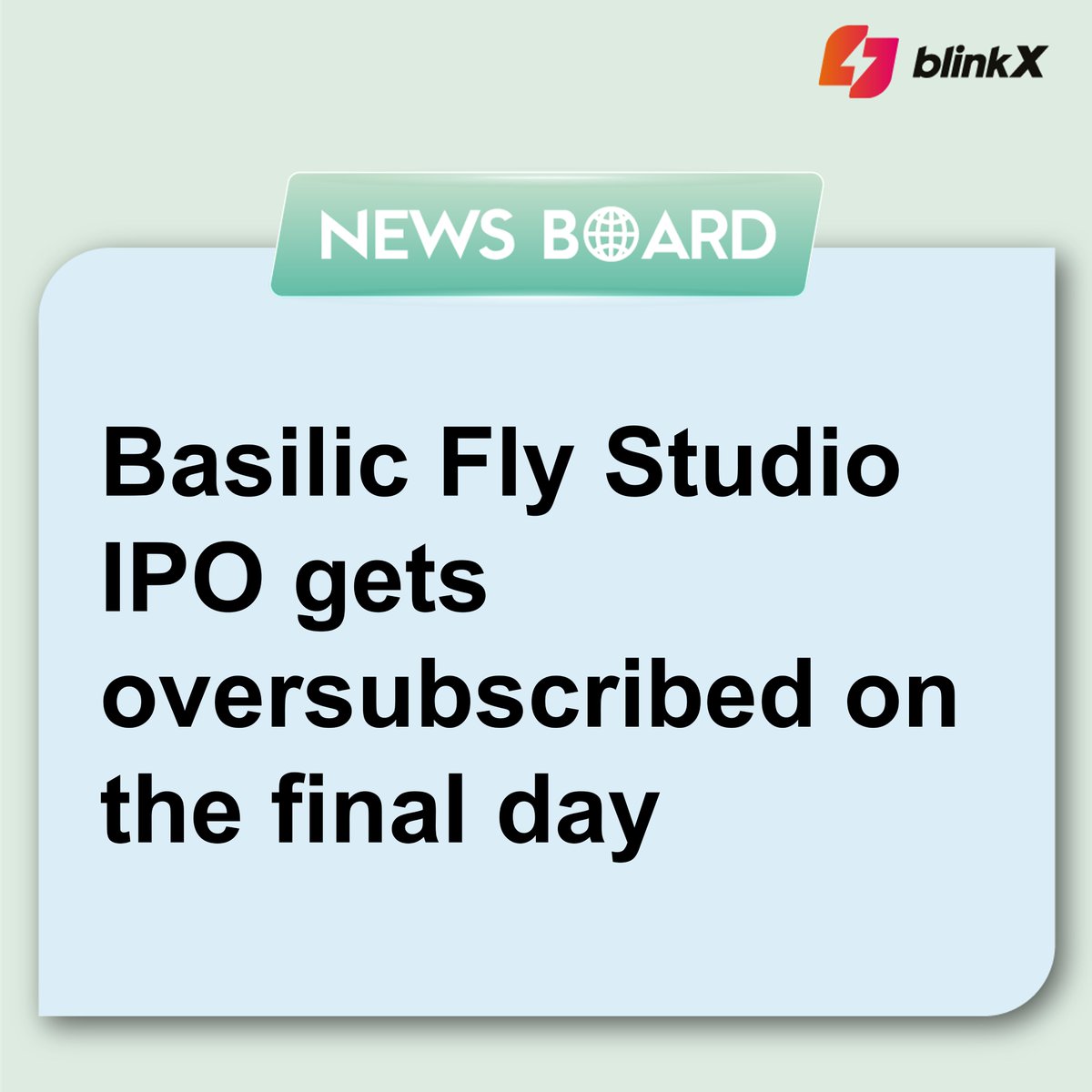 getblinkx's tweet image. Basilic Fly Studio's initial public offering (IPO), which received 286.61 times more bids for 146.06 crore equity shares

Read more at - blinkx.in/news/company/b…

#BasilicFlyStudio #IPO #equityshares #equity #growth #progress #VFX #SME #Audio #visualeffect #TrendingNews #news