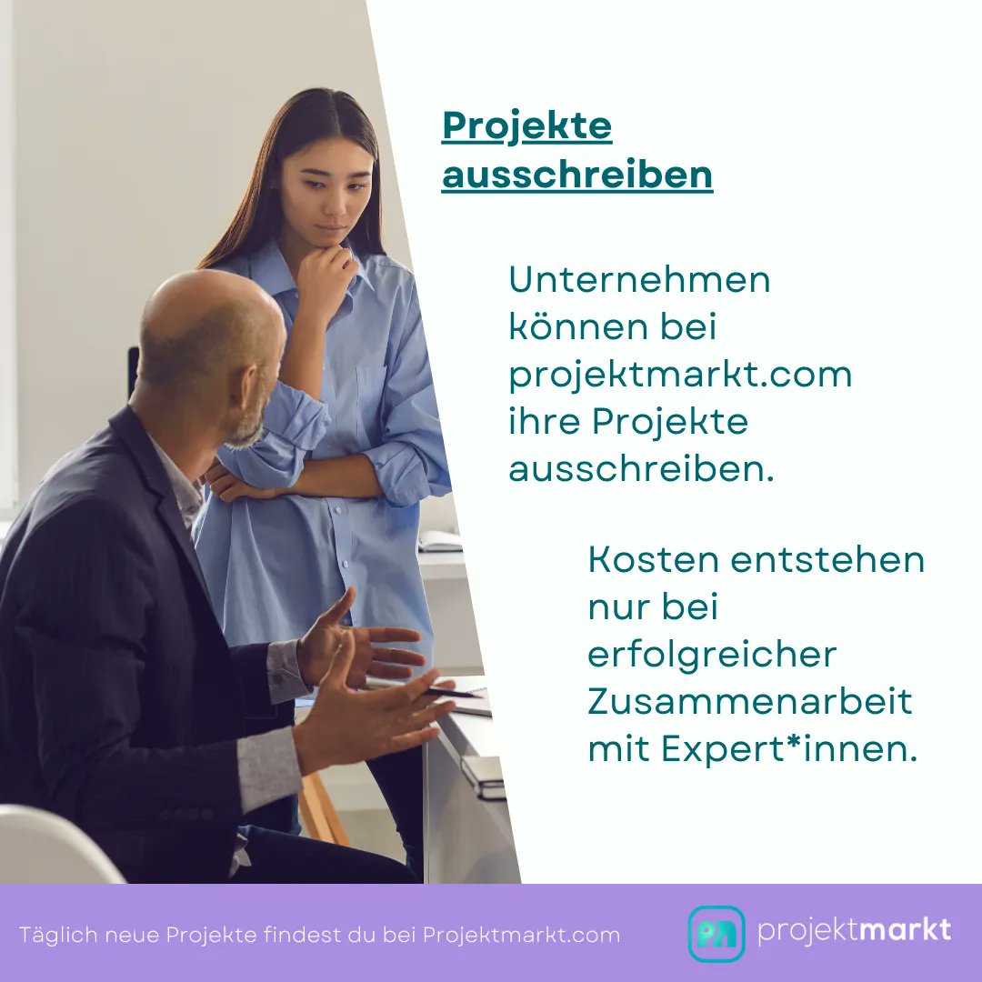 Projektmarktcom's tweet photo. In unserem neuen Blogpost dreht sich alles um Unternehmen und darum, warum https://t.co/0ylRRWtcvh der beste und leichteste Weg für euch ist Projekte auszuschreiben. 
Im Post haben wir euch das zusammengefasst, die Details findet ihr hier: https://t.co/TiC6Ll9qRh 
#projektmarkt https://t.co/Kivea0WO9o
