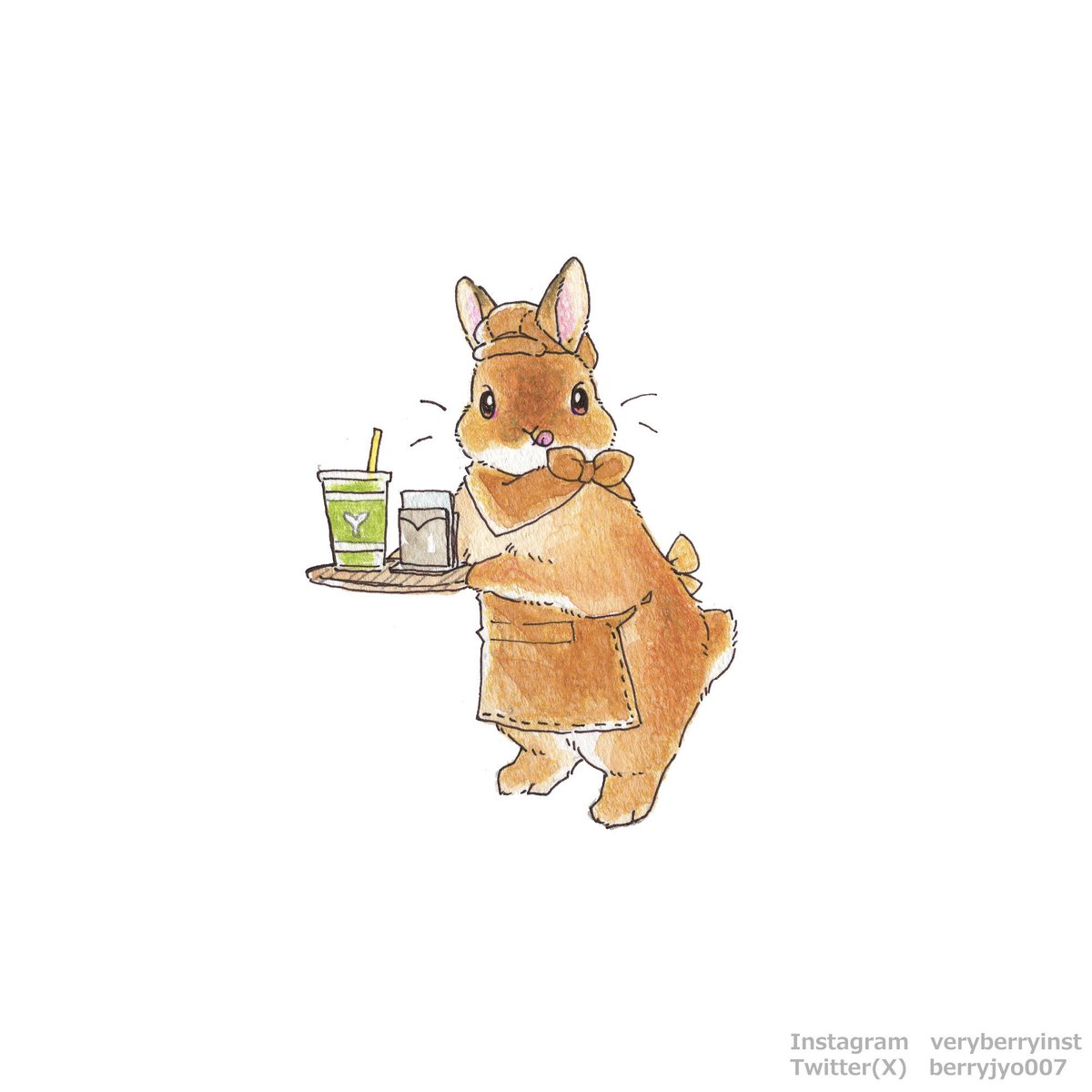 「うさぎさんのカフェ冷え冷えドリンク飲みにきてね9月9日〜10日名古屋『うさぎとC」|VeryBerry うさぎ星さん4/8-9出展のイラスト