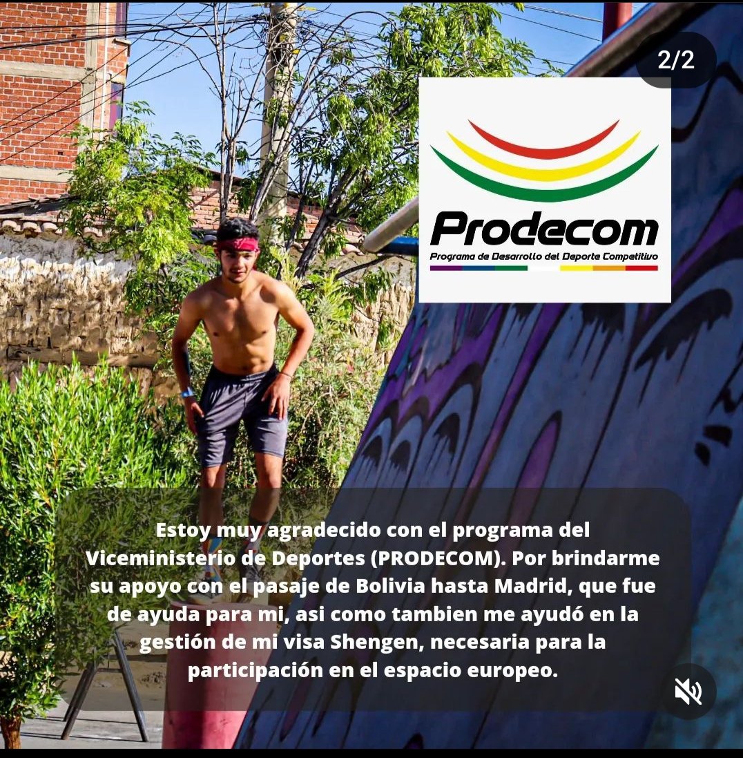 Agiosrt's tweet image. Hoy.... Un gran joven Boliviano se aventura a una competencia Internacional de parkour. Espero pueda tener todo el apoyo que merece. Viva Bolivia y Bruno Amador.#Bolivia #parkour #ministeriodesaludydeportes