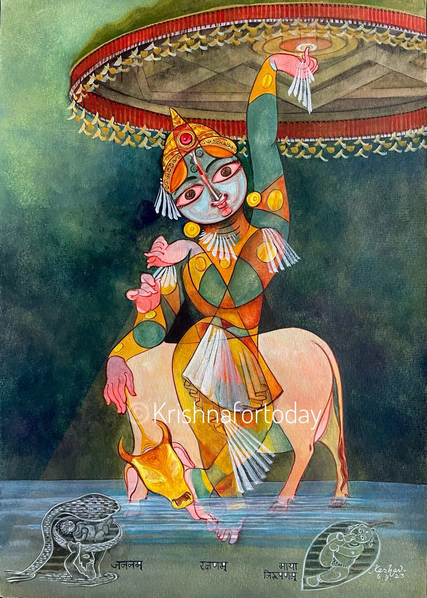 Krishna Leela #Jananam #Rakshanam #Mayaniroopanam #gouache #Krishnafortoday #Srikrishna #SriJayanthi #Srikrishnajanmastami
