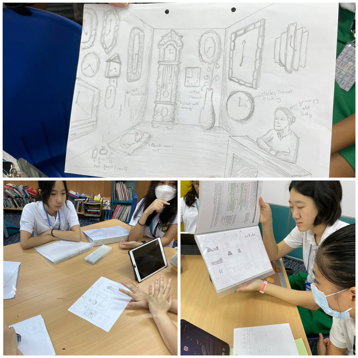 Recognising achievement in Year 10- sharing beautiful visual plans to highlight “well-defined ideas” with “varieties of focus” for descriptive writing.  <a href="/BerryKhella/">M. Berry-Khella</a> Looking forward to read drafts later this week.#GISLearning