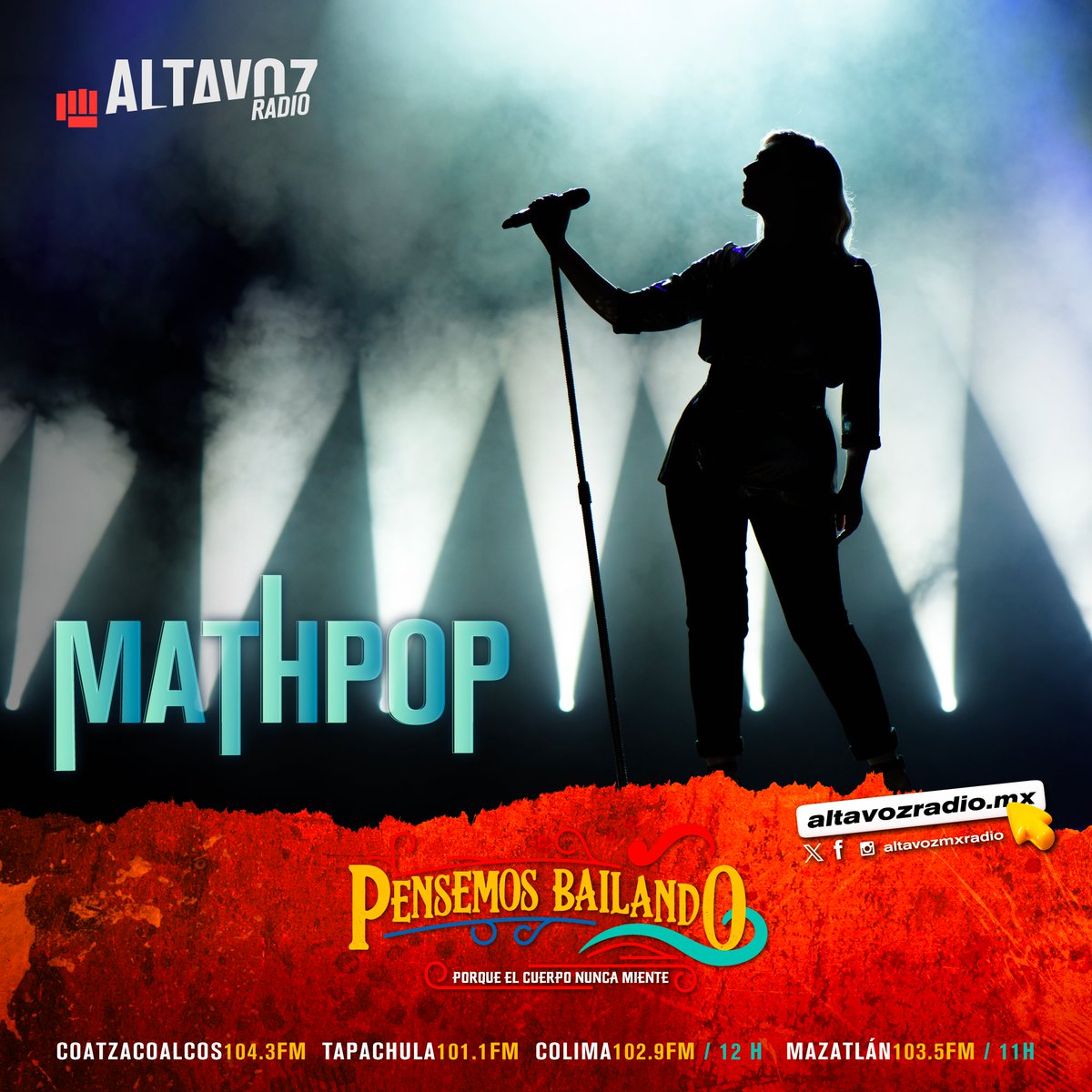 altavozmxradio's tweet image. Descubre los sonidos alternativos de uno de los géneros musicales más populares con el #Mathpop

Sintoniza #PensemosBailando para conocer más de estas composiciones🎶

📻Web y emisoras 12H
🏖️#Mazatlán 11H
📢AltavozRadio.mx