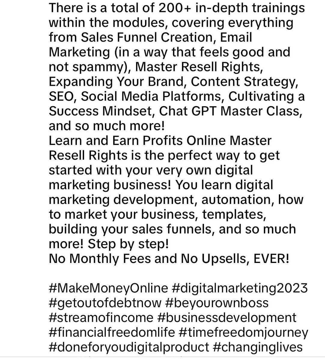 TanBeachBabe's tweet photo. Better late than never to start making money online! SO much value! #streamofincome #makemoneyonline2023 #buildyouronlinemarketingbusiness #illbeyourmentor #doneforyoudigitalproduct #timefreedom #financialfreedom #masterresellrights #digitalmarketing #startanonlinebusinesstoday https://t.co/4VasnWu2uG