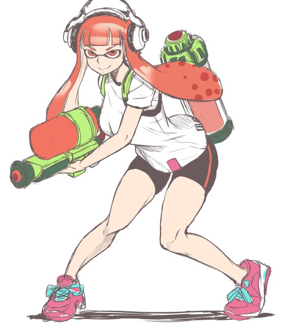 落書き
イカちゃんが人間の頭身だったらどんな感じになるのかな～って思いながら描いてみた 