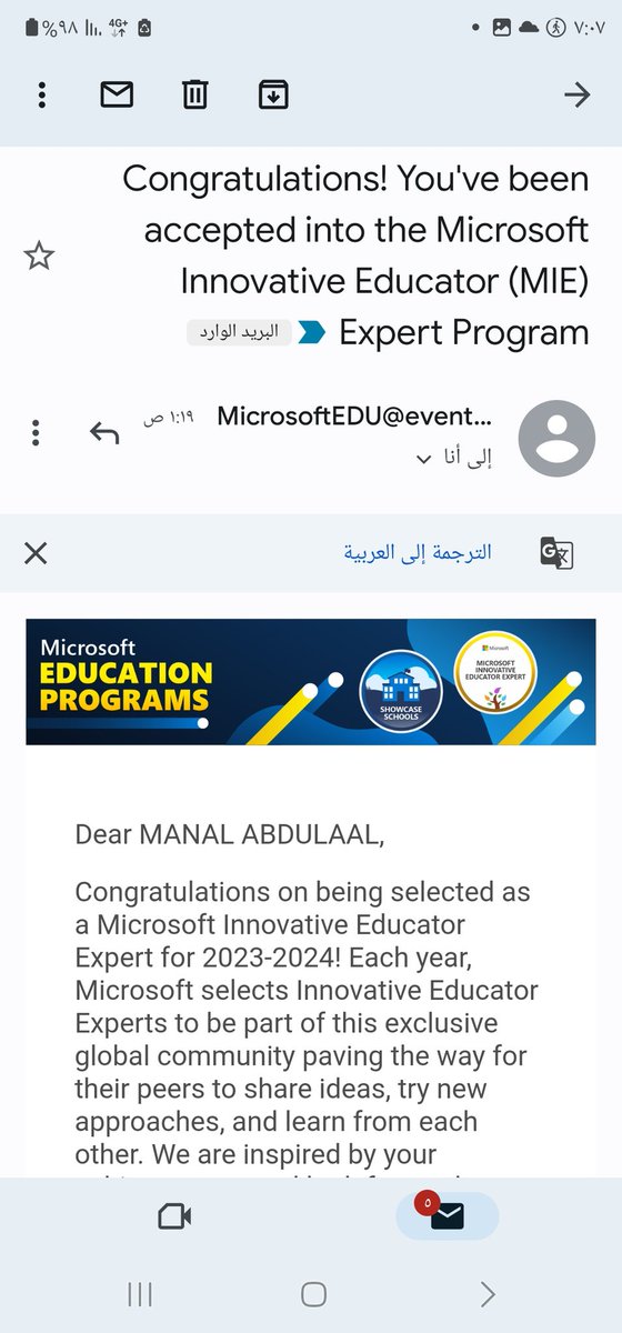 Manal_abdalaal's tweet photo. الحمد لله على جميل وعظيم عطاياه .تم اختياري كمعلم خبير مبتكر للعام 2023-2024  للعام الخامس على التوالي  
#MIEExpert 
@MicrosoftEDU 
@Microsoft_Saudi https://t.co/PodxEjEci2