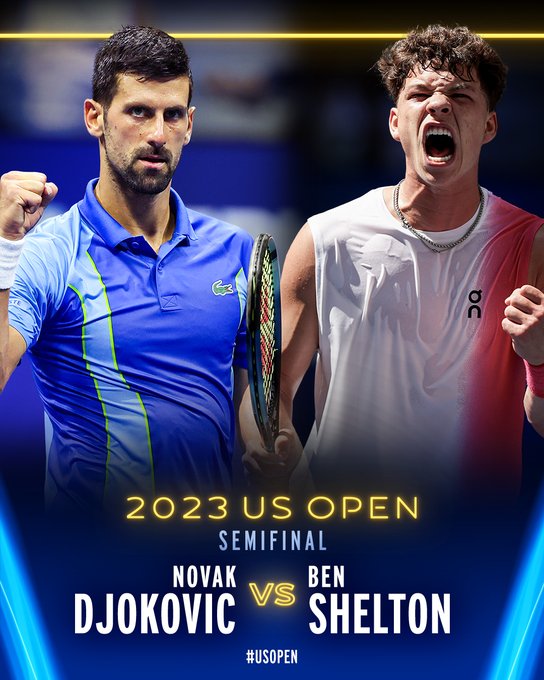 Shelton vs Djokovic Head to Head Graphic
