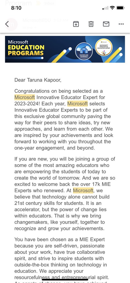 Fourth year in row

So excited to be selected as an MIE Expert for 2023-2024 #MicrosoftEdu #MIEExpert."

Gratitude 🙏 ￼