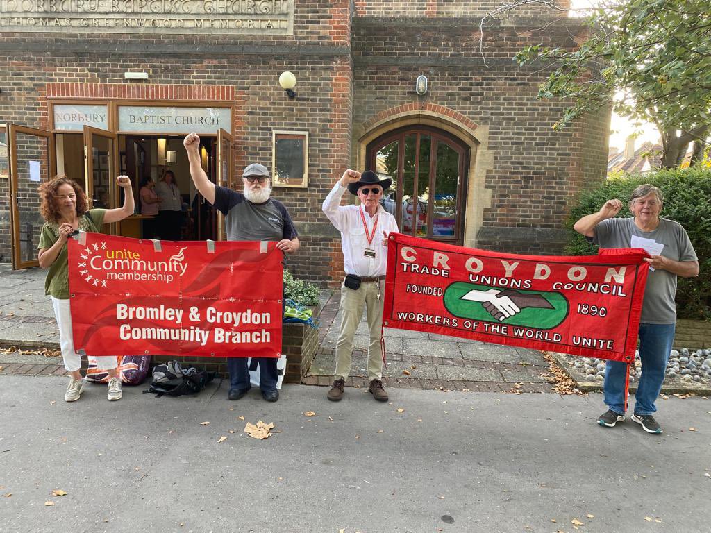 and_unite's tweet photo. #FundCroydonFairly 
#NoTo15 

The branch supported the protest in croydon against Mayor Perry event in Norbury residents are being hit by sweeping cuts to services 
Big thank you to Jeff, Andy and David for going https://t.co/HqASZFvpeX