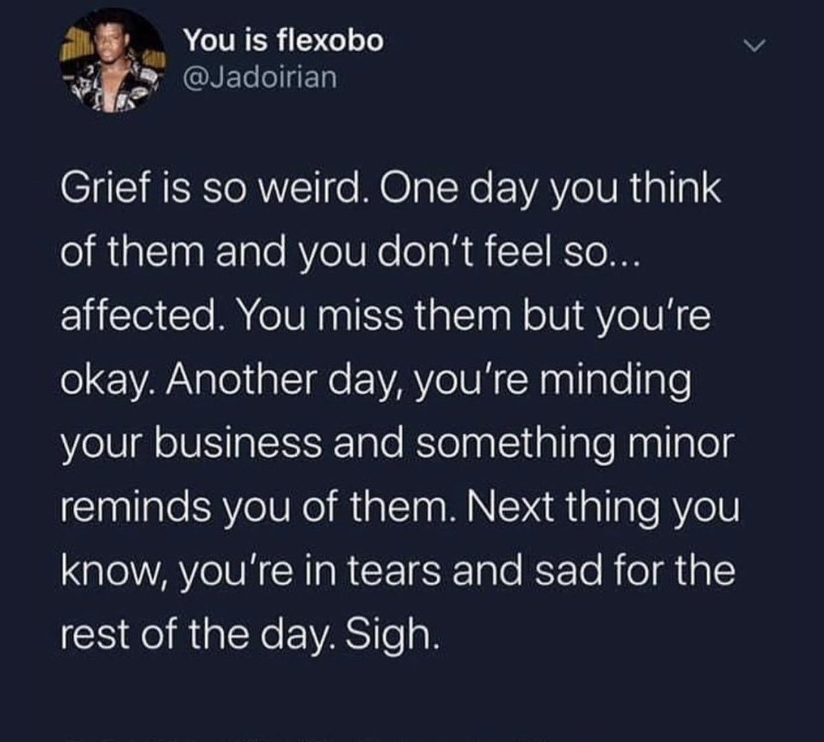 socalcremations's tweet photo. #Grief and #loss is hard. It always hits everyone differently at different times.
(via @jadoirian)
#socalcremation https://t.co/jBtufWM3z8