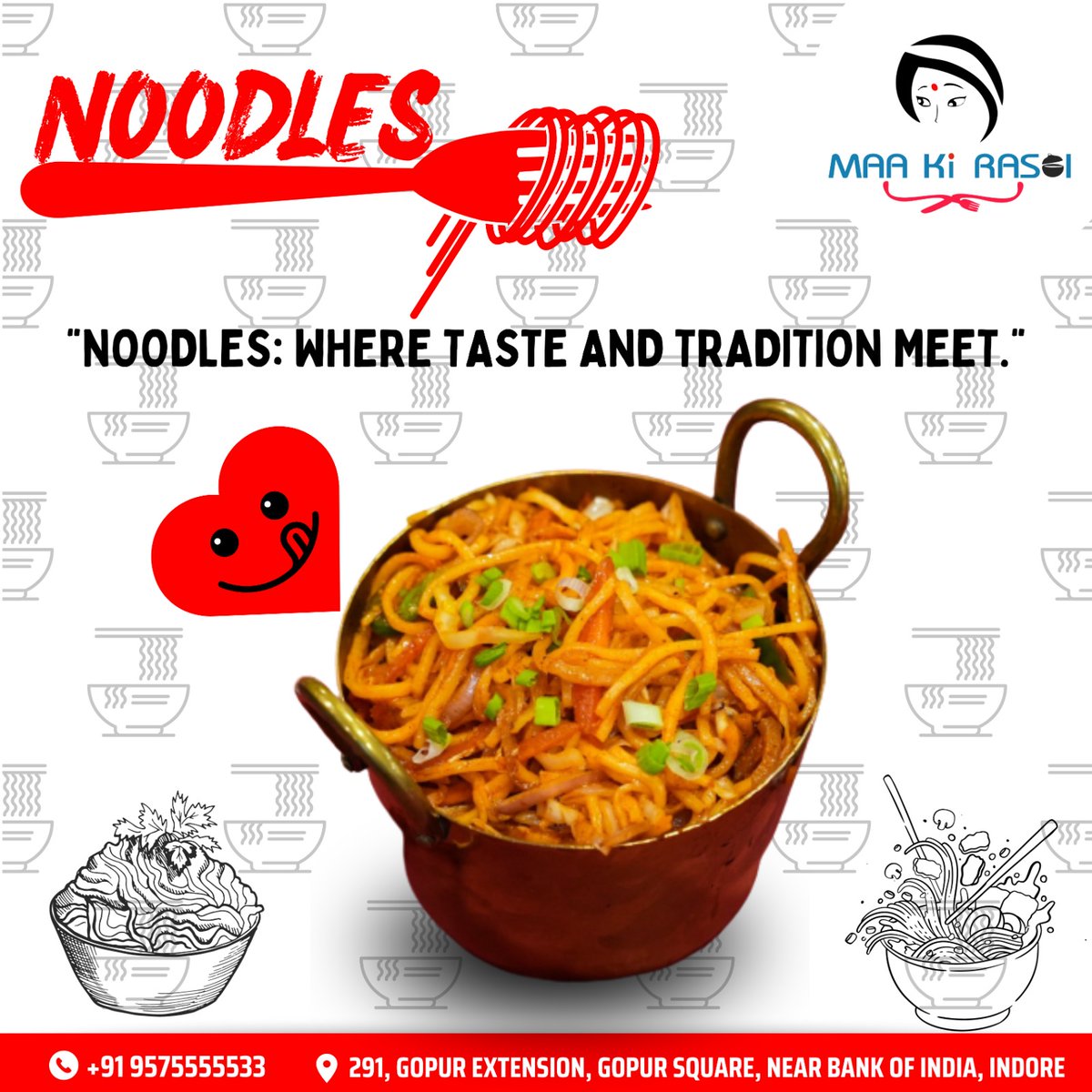 Who's Up for a Noodle Challenge? Test Your Limits with Our Spicy Options 🔥
.
Trying Not to Slurp Up All the Noodles Like...🙊
.
Tag Your Noodle-Loving Squad and Plan Your Next Indore Adventure!👥🌟
.
#NoodleLovers #IndoreEats #MaaKiRasoi #FoodiesUnite #NoodleChallenge