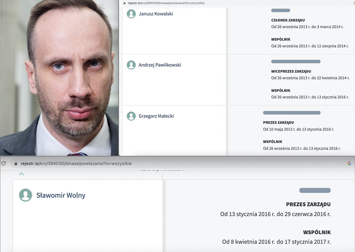 Tomasz5ek's tweet photo. Wicemin. @JKowalski_posel był w spółce Binase z szefami służb PiS.
Oni później przekazali tę spółkę S. Wolnemu, któremu bezprawnie powierzyli też ochronę dworców. Jego żona kierowała logistyką Agencji Wywiadu.
Z akt IPN wynika, że ojcem Wolnego był Marian Wolny, as wywiadu PRL. https://t.co/MfmTCgGGSF