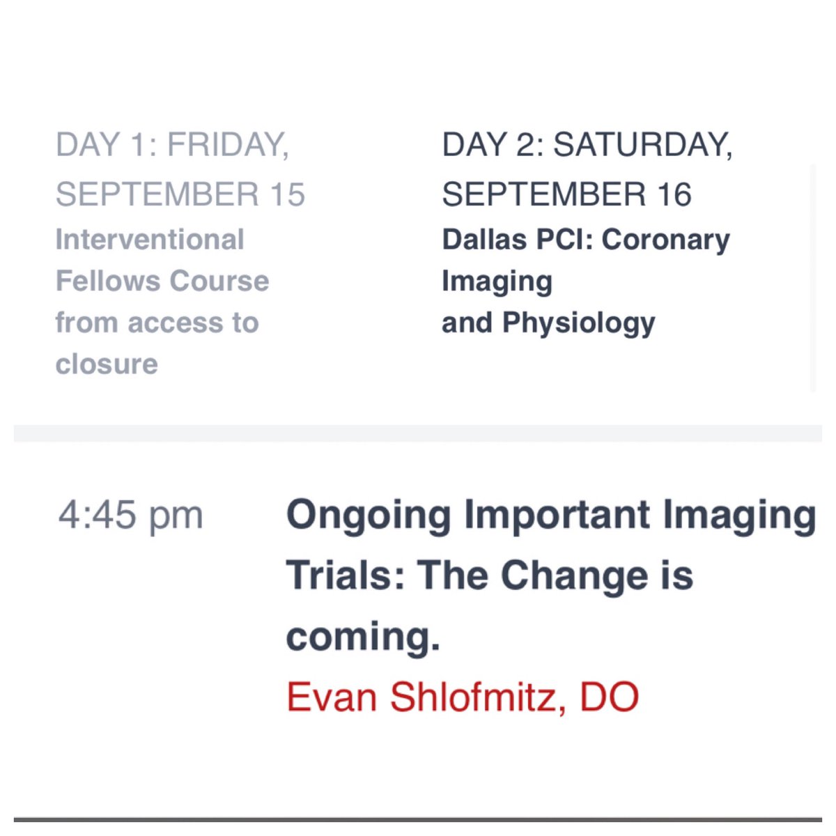 Thuy Pham Ryan (@thuyphamdo) on Twitter photo What’s the data behind imaging-guided PCI? Come to #DallasPCI Sept 16 to hear <a href="/ESHLOF/">Evan Shlofmitz</a> talk about the latest and ongoing imaging trials! Fellows course Sept 15 with travel/hotel scholarships! More info and register at dallaspci.com! What’s the data behind imaging-guided PCI? Come to #DallasPCI Sept 16 to hear <a href="/ESHLOF/">Evan Shlofmitz</a> talk about the latest and ongoing imaging trials! Fellows course Sept 15 with travel/hotel scholarships! More info and register at dallaspci.com!