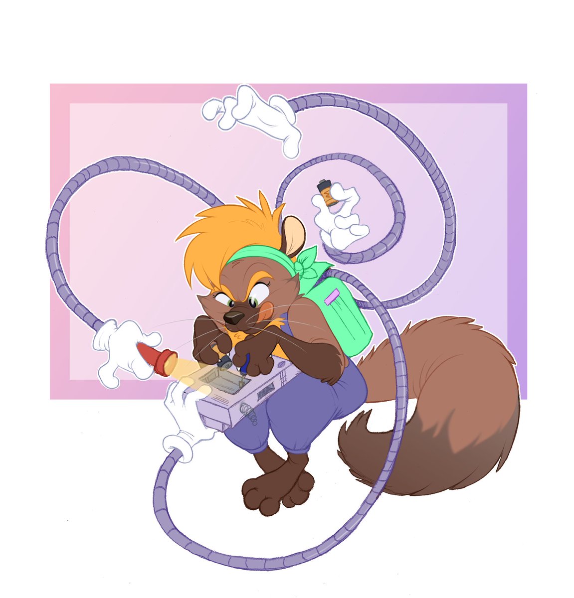 TallowandSoot's tweet image. Wing-it sketch for @MainMandarin, thank you so much for your support! 

Maisey's tinkering with a weird little gizmo she found. Time to pop a couple of batteries in and hope it turns on! 🤞
