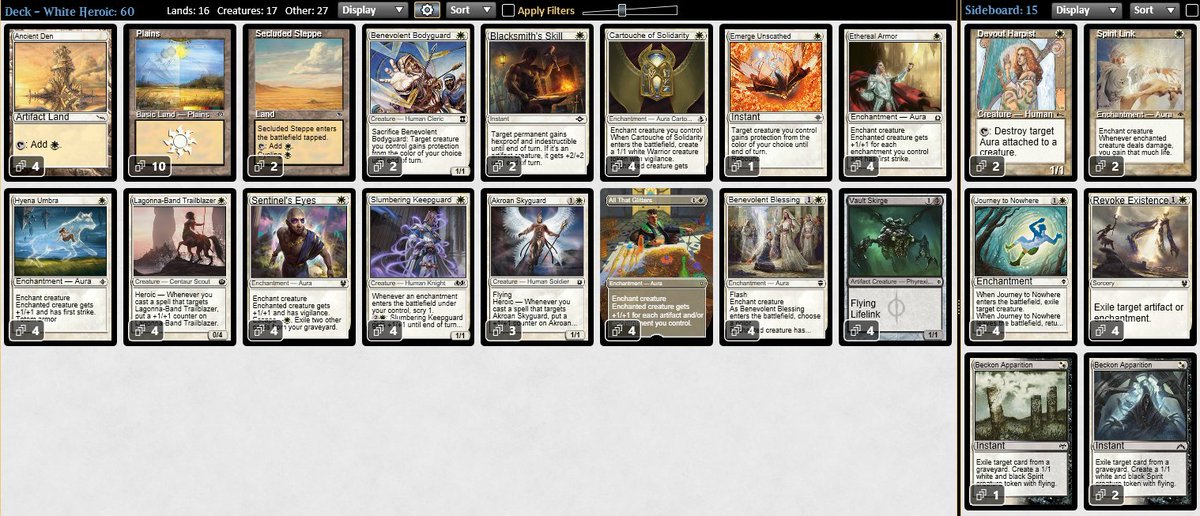 trebicky's tweet image. 4-1 with white heroic. Sumbering keepguard is really good new card for this archetype so I wanted to try it out. #mtgpauper