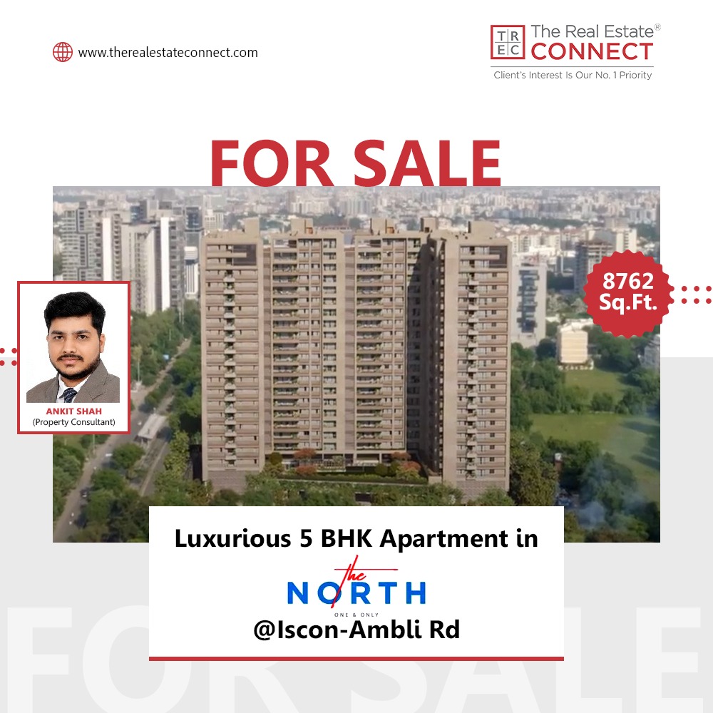 trecahmedabad's tweet image. 'The North' - A luxurious 5 BHK apartment is for sale in the vibrant Iscon Ambli area, spanning a generous 8762 Sq. Ft. Reach out to our Property Consultant Ankit Shah to explore this dream property, complete with modern amenities and an avant-garde clubhouse.

#Ahmedabad #Ambli