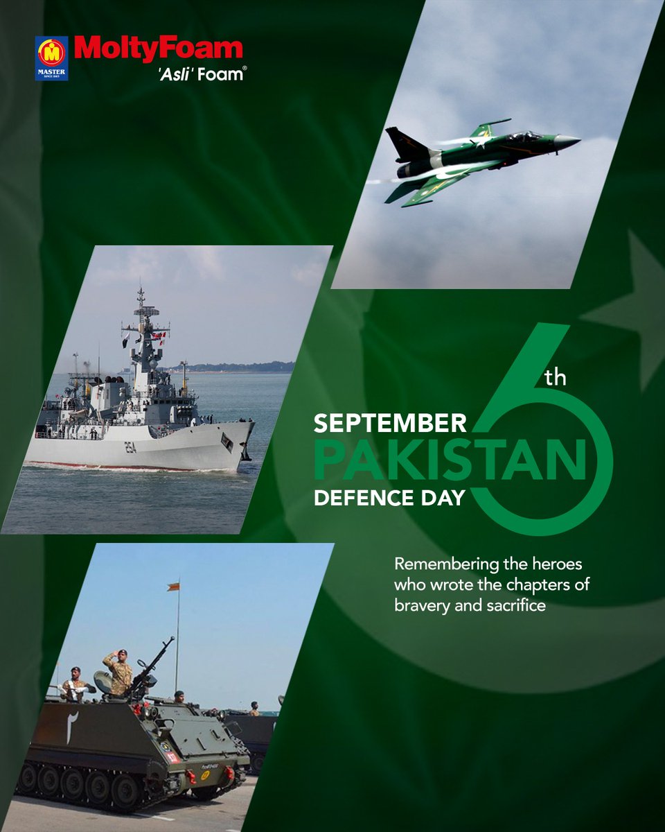 moltyfoam's tweet photo. Remembering the heroes who gave their today for our tomorrow. Their courage is etched in our hearts forever.
 
#PakistanDefenseDay #MasterMoltyFoam #MoltyFoam #6thSeptember https://t.co/9oqKSDWQ6R
