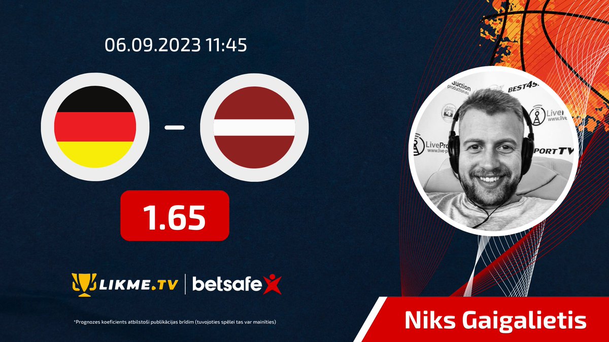 LikmeTv's tweet photo. Latvija pret Vāciju - kurš kuru? 🏀

Mūsējiem iespēja iekļūt TOP 4 pasaulē!

@BetsafeLatvija eksperts @nix_gaigalietis uzskata, ka būs spraiga cīņa un prognozē, ko sagaidīt no Kristera Zorika 👇

Vairāk lasi šeit: https://t.co/5hAF6b7IY6 https://t.co/hC4Csw9vyR