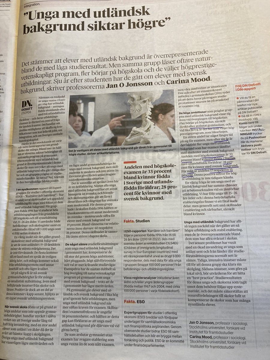 Sju år efter studenten har 28% av svenskfödda kvinnor och 33% av utlandsfödda kvinnor påbörjat universitetsstudier. Och 15% av svenskfödda, samt 17% av utlandsfödda män