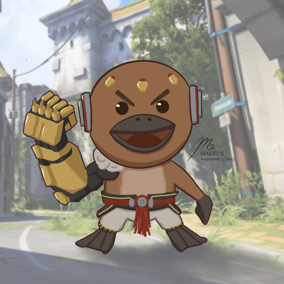 A silly Platypus Doomfist I drew for someone. He’s up to no good 🤣

#OW #Overwatch #OverwatchFanart #Doomfist #DigitalArt