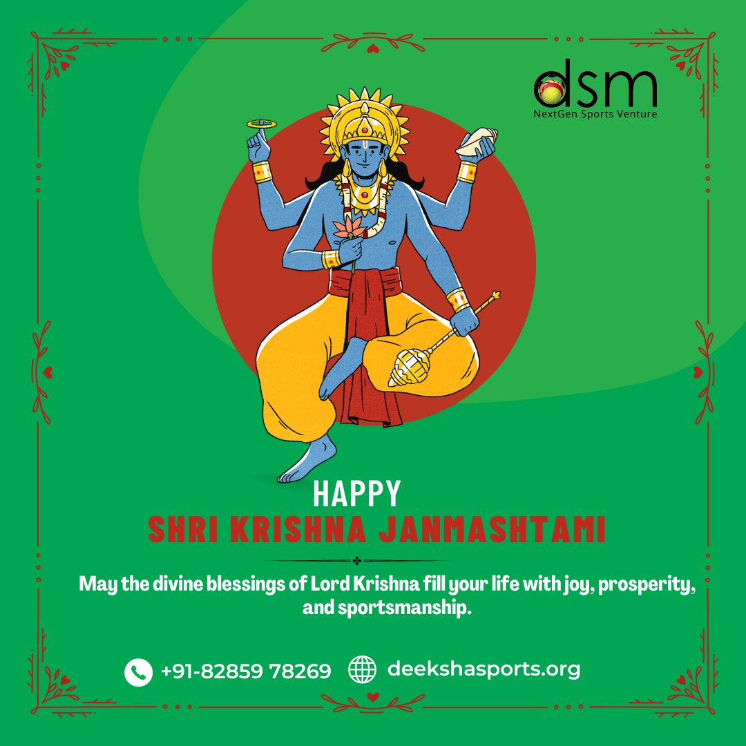 DeekshaSports's tweet photo. May the divine blessings of Lord Krishna fill your life with joy, prosperity, and sportsmanship. Happy Krishna Janmashtami from DSM! 🌟🙏

#KrishnaJanmashtami #DivineBlessings https://t.co/dAxNzf1vnu