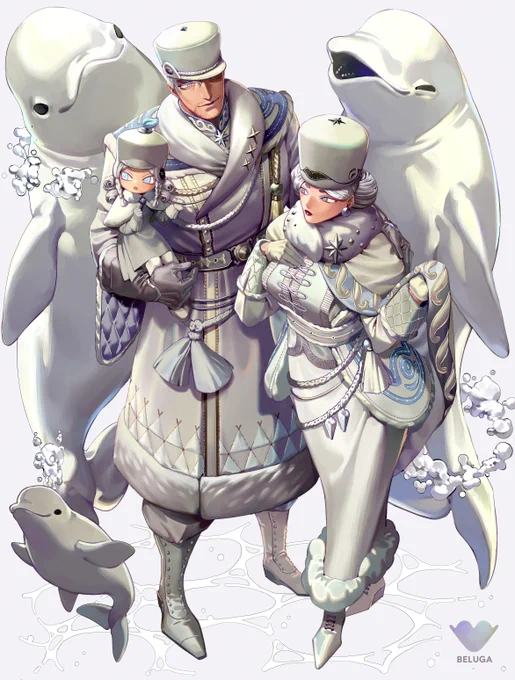 海獣擬人化親子 