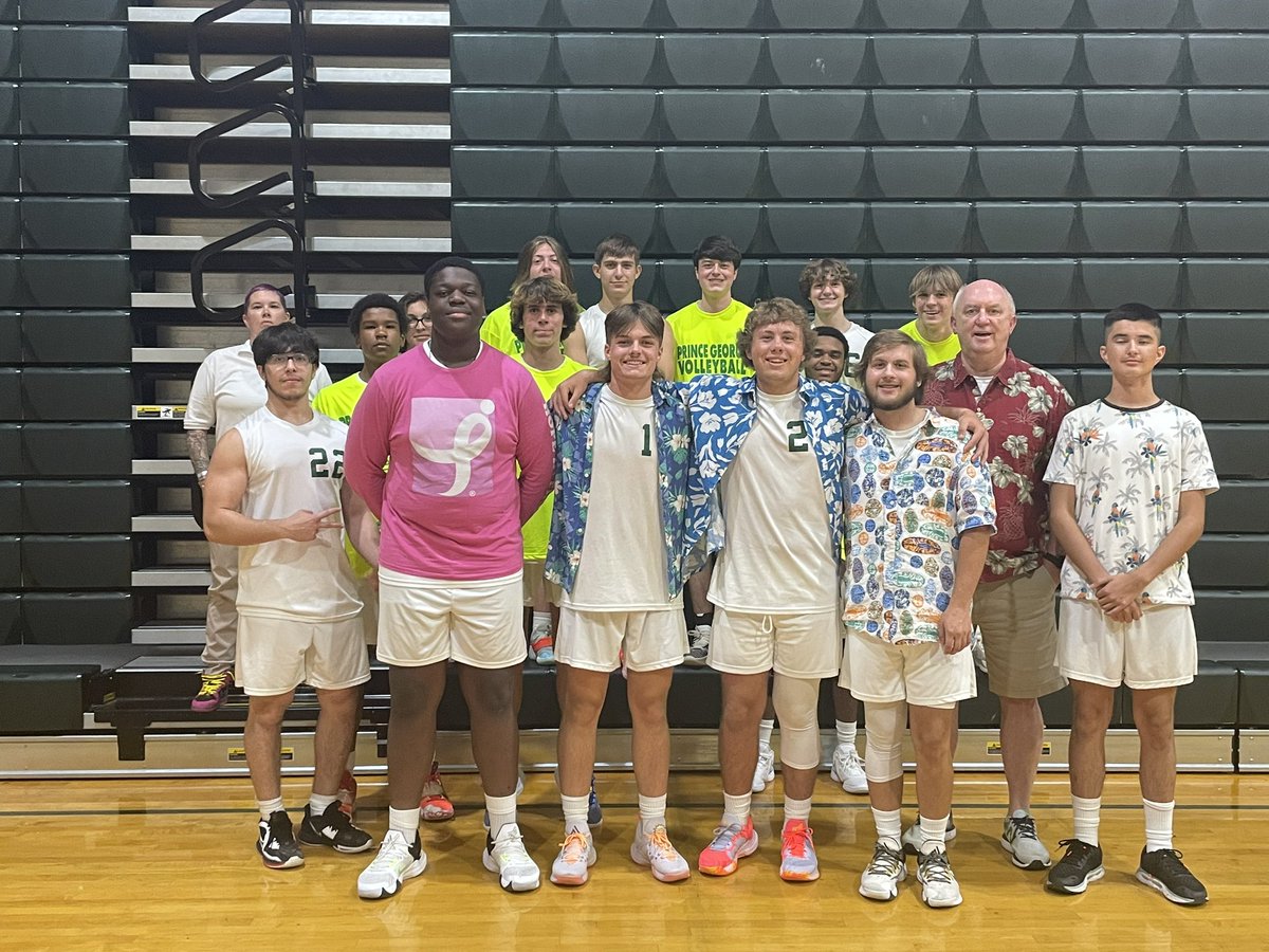 Royals_Vball's tweet photo. Tribute by PG boys to Jimmy Buffet tonight before match vs Petersburg!! Good music &amp; good WIN against Petersburg!! https://t.co/Wu5ec4JFwN