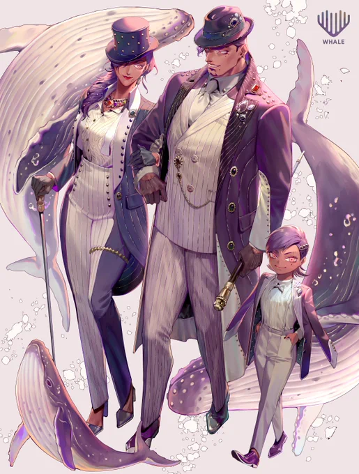 海獣擬人化親子 