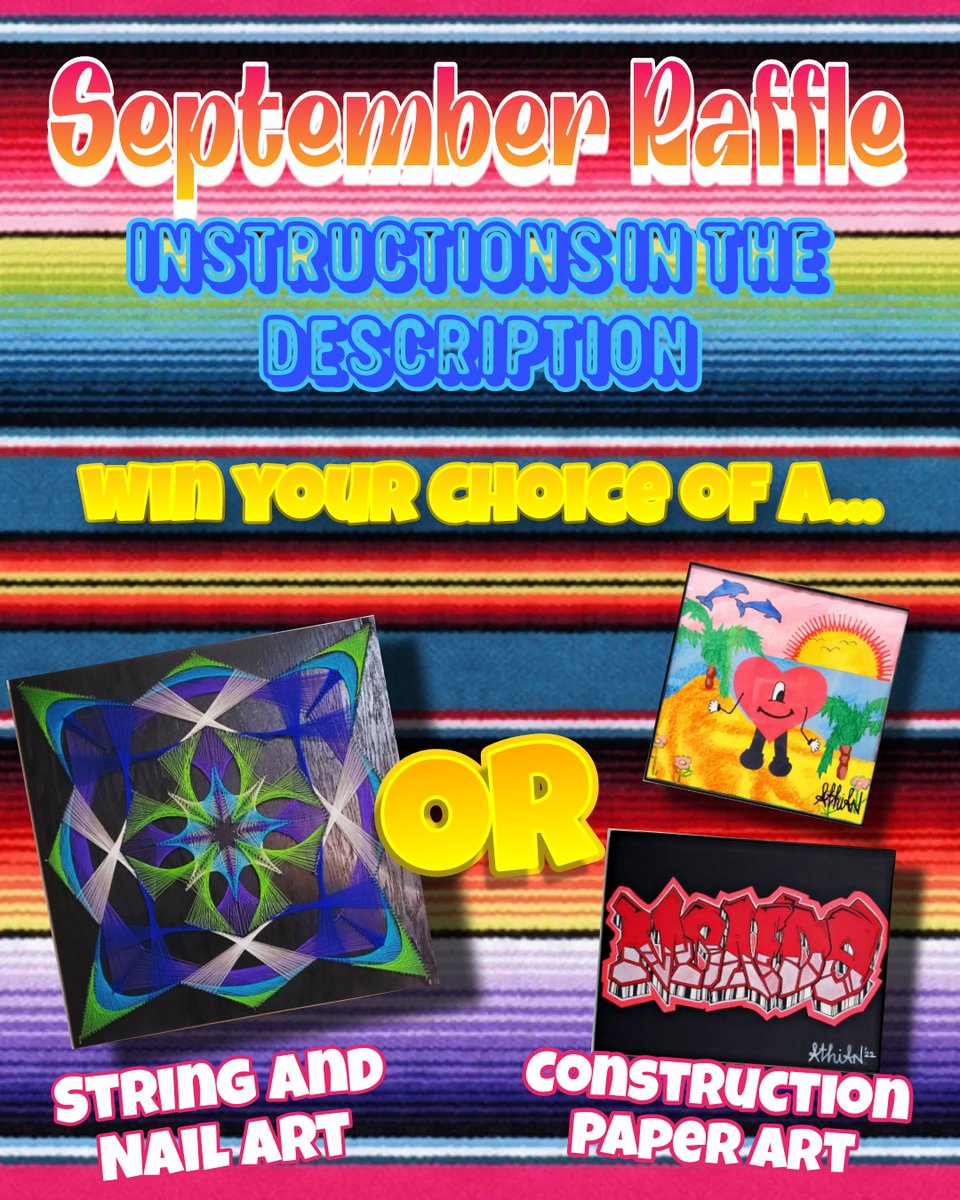 AthiansCreation's tweet photo. COMMENT, LIKE, &amp; SHARE the linked post ON YOUR INSTAGRAM STORY and TAG @Athianscreations to join the Raffle for a free art piece of your choice! String and Nails or Construction Paper. The wheel spins on Saturday, 9/16/23, to announce the winner!! https://t.co/7Q0kTBxEkc #CIS103 https://t.co/RVIsQGIhc4