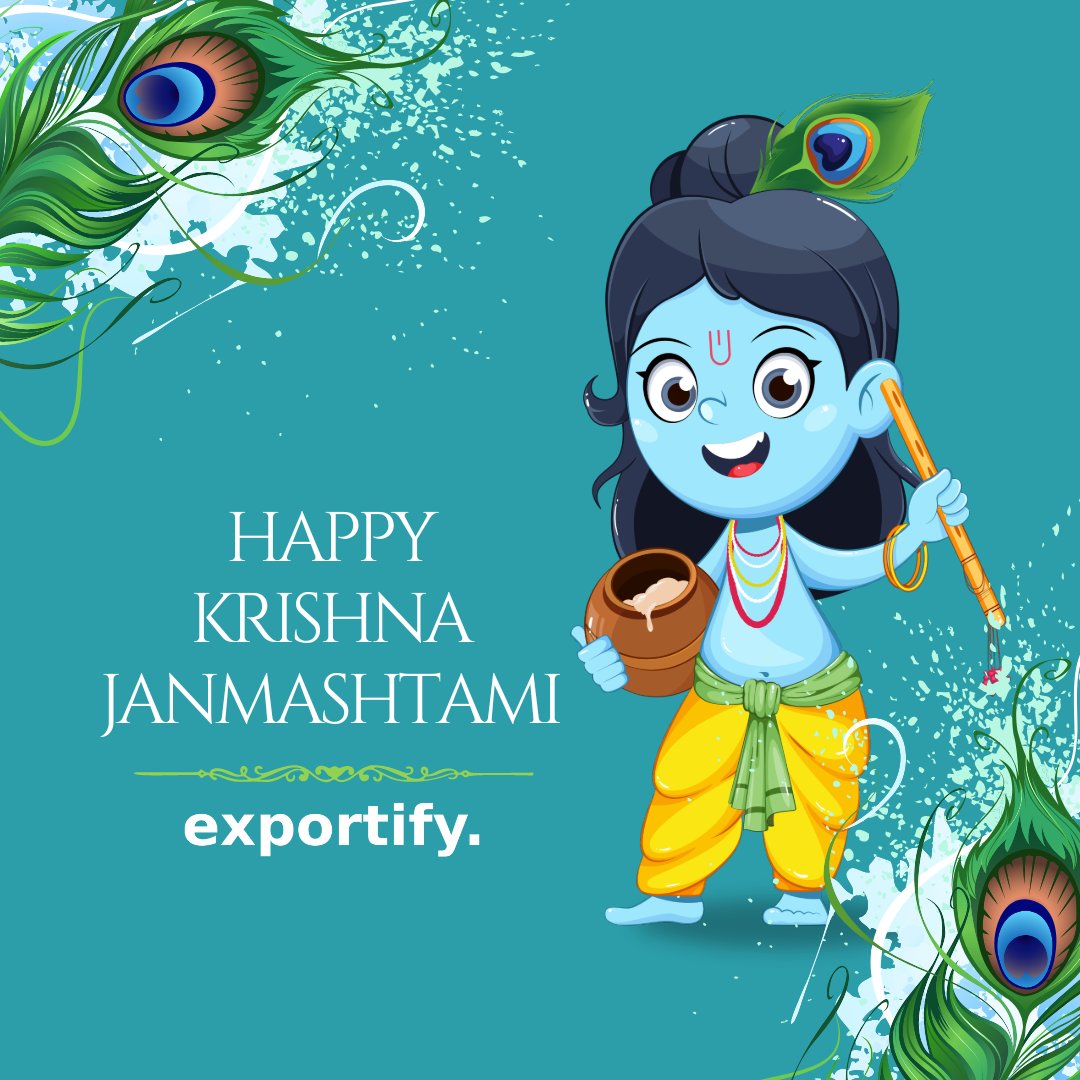 xportify's tweet image. #Exportify wishes everyone an &quot;Happy Krishna Janmashtami&quot; 🪈🎶

#KrishnaJanmashtami #KrishnaJayanthi #Janmashtami2023  #ExportifyYourBusiness