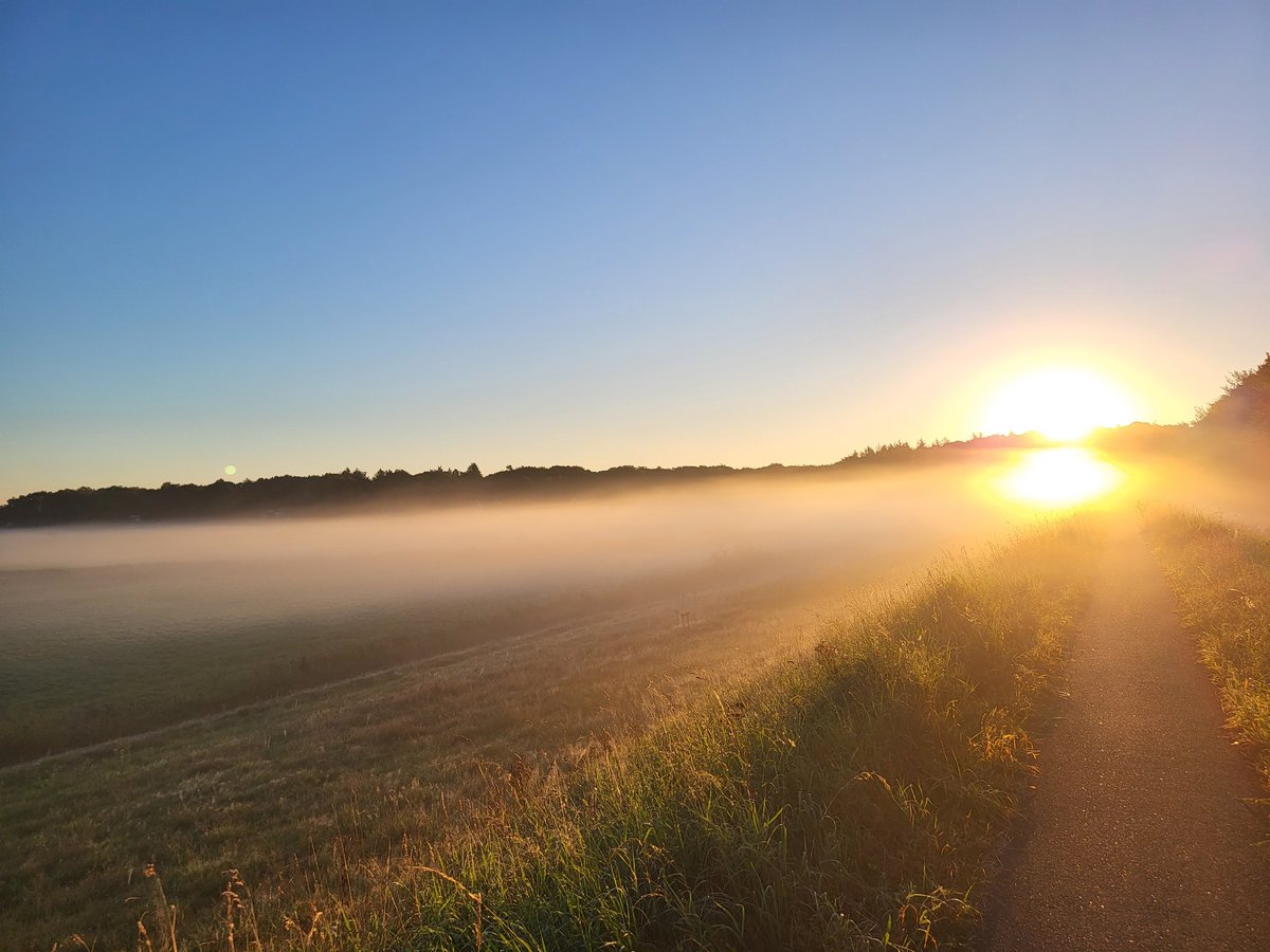 Goedemorgen, elke ochtend als het mooi weer is, zie ik dit als ik op mijn fiets naar mijn werk ga😍 Wederom weer een mooie zonsopgang op deze mooie dag. #fijnedagvandaag  👋