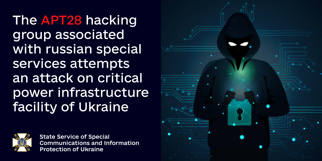 SSSCIP's tweet photo. ‼️ The АРТ28 #hacking group associated with russian special services attempts an attack on critical power infrastructure facility of Ukraine👇
🌐 https://t.co/F9KNpILKx5
#cybercrime #cyberattack #hacker #cybersecurity #spy #cyber #cyberwar #hybridwar #malware https://t.co/HZCvqjEVsh