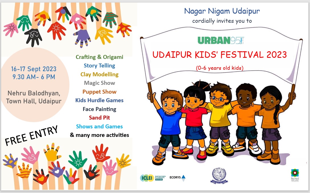 Urban95U's tweet photo. #invitation for the 3rd Edition of #Urban95 Kids Festival. It has 20 different activities planned, involving &amp; engaging kids in various parts of Evergreen Nehru Balodhyan within Town Hall Premises on 16th- 17th September 2023 from 9:30 AM- 6:00 PM #udaipur @BvLFoundation #kids https://t.co/vc8K3qosJB