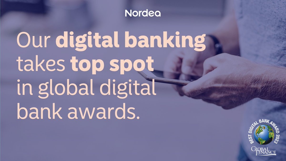 teppoj's tweet photo. Tadaa! In 2023 World's Best Digital Bank Awards, hosted by Global Finance, we are awarded 6 times. We see that our future as a digital leader is all about customer experience, this is a proof point for our efforts. #Nordea #myNordea https://t.co/cJVkFXVXne