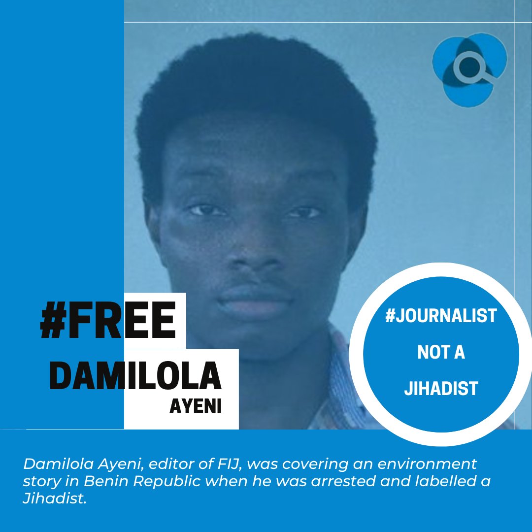 Editor of <a href="/fijnigeria/">Foundation for Investigative Journalism (FIJ)</a> Damilola Ayeni <a href="/AF_Damilola/">'Damilola Ayeni</a> is a journalist, not a jihadist.

The government and people of Republic of Benin should free him now!

#FreeDamilolaAyeni 
#JournalistNotAJihadist
#JournalismIsNotACrime