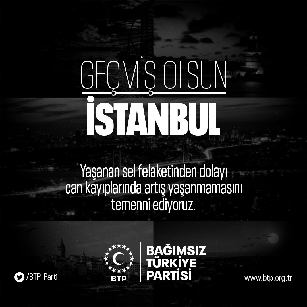 Geçmiş olsun İstanbul. Geçmiş olsun Kırklareli. Yaşanan sel felaketinden dolayı can kayıplarında artış yaşanmamasını temenni ediyoruz. Hayatını kaybedenlere Allah’tan rahmet, ailelerine sabırlar dileriz. #Kırklareli #İstanbul #sel